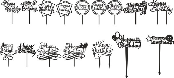 Happy Birthday Cake Topper Svg Laser Cut Cake Topper File Personalized Cake  Topper Svg Files Cricut Silhouette Cake Topper for Cnc 