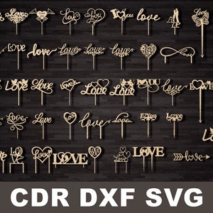 Love cake topper svg, Love sign, Wedding cake topper, Valentine cake topper, Vector for CNC, Cake topper laser cut, Cake topper svg