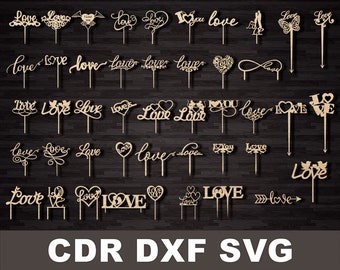 Love cake topper svg, Love sign, Wedding cake topper, Valentine cake topper, Vector for CNC, Cake topper taglio laser, Cake topper svg