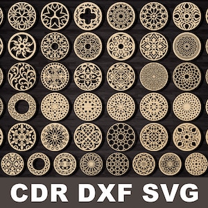 Coaster geometric circular design Svg for Plasma and Cricut Cutting File cnc cdr, dxf Coasters vector plans Laser cutting files