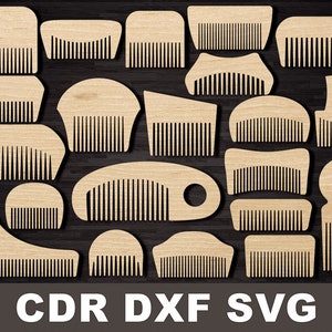 Beard comb svg set. Laser cut template. Cnc cutting file. Woodworking plans. dxf, cdr, svg files instant download.  Grooming kit set