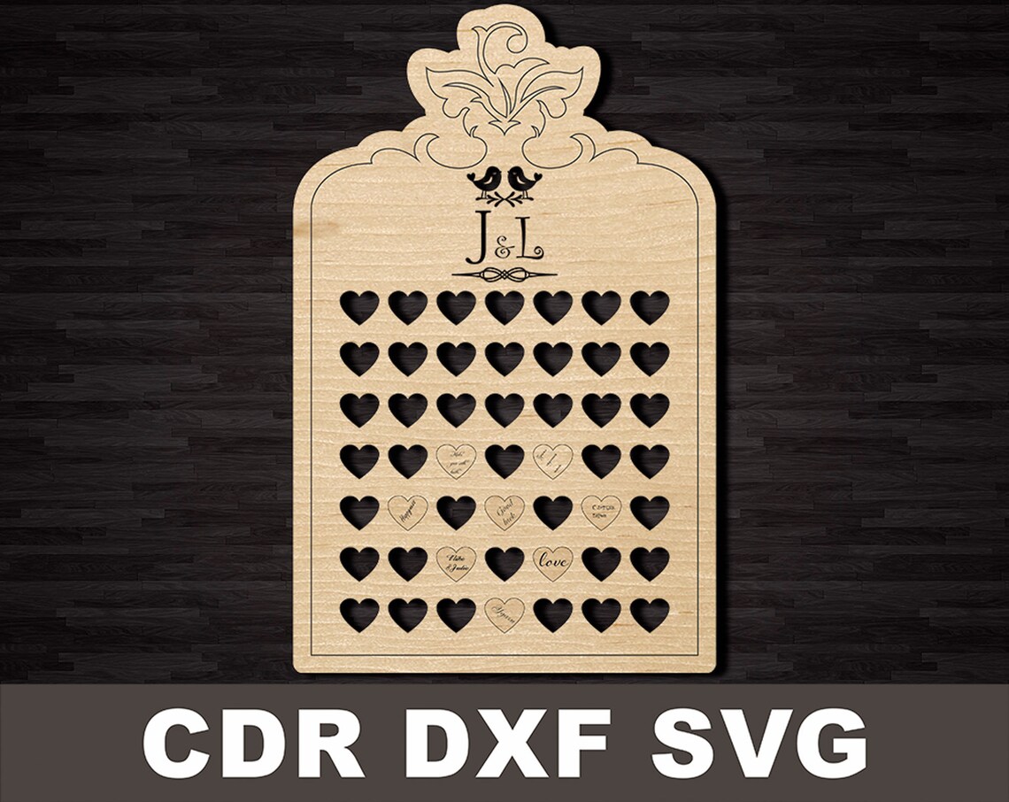 Wedding Guest Book Svg Laser Cut Files DXF SVG CDR Vector Etsy UK
