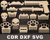 Beard combs svg, Hair combs, Combs svg dxf files for laser, hair assessory unique original beard combs, Comb plans cnc digital cutting file