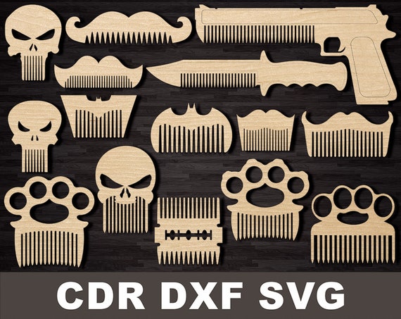 Beard combs svg, Hair combs, Combs svg dxf files for laser, hair assessory unique original beard combs, Comb plans cnc digital cutting file