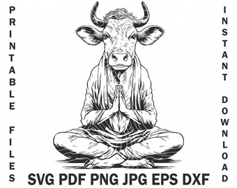 Svg Cow Yoga Cute T-shirt svg Design | yoga animal svg | yoga art print | yoga meditation svg file for Printing engraving | digital download