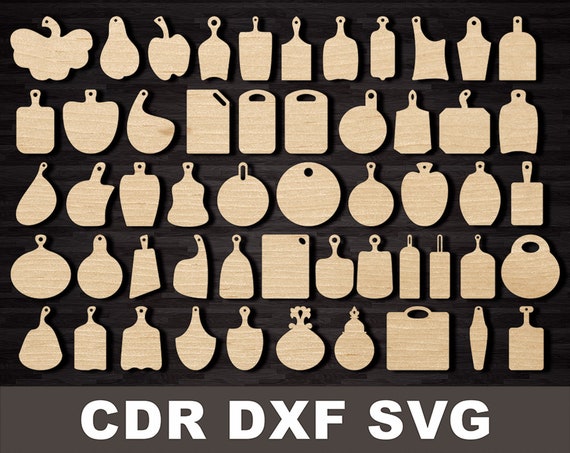 Kitchen Cutting Board Set Vector Template for Cnc Cutting File Silhouette  for Laser Machine Woodworking Plans Cdr, Dxf, Svg Instant Download 