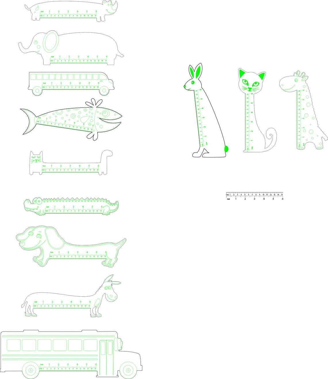 Accurate Ruler Cut File Ruler Templates Set for Laser Cut Files Cnc Router Plans Centimeters ...