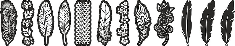 Download Bookmark template svg dxf Bookmarks feathers Laser cut ...