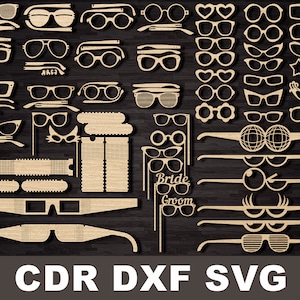 Wooden Glasses Svg File, Project for CNC, Vector graphics, laser cutting summer cricut files, Vector plan cdr for CNC, Glasses clipart files