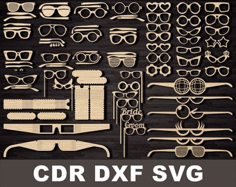 Holzgläser Svg-Datei, Projekt für CNC, Vektorgrafiken, Laser schneiden Sommer Cricut Dateien, Vektor-Plan cdr für CNC, Brille Clipart-Dateien