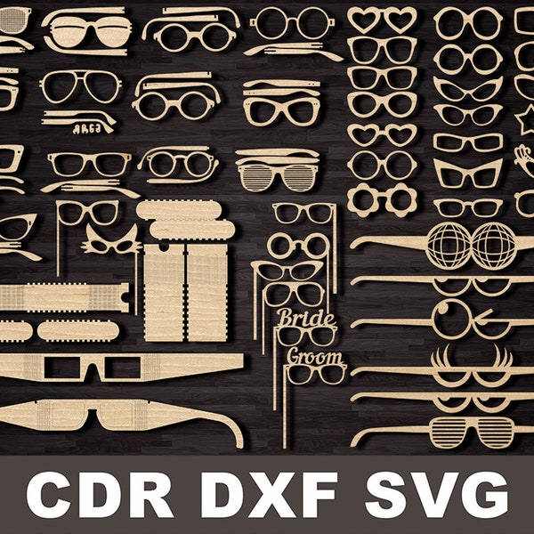 Wooden Glasses Svg File, Project for CNC, Vector graphics, laser cutting summer cricut files, Vector plan cdr for CNC, Glasses clipart files