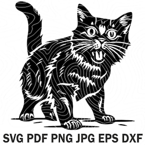 Angry Cat svg, Cat svg, Cat silhouette svg, Angry cartoon Cat svg, Grim Cat face svg, Grumpy Cat SVG, Cut File for Cricut,Instant Download