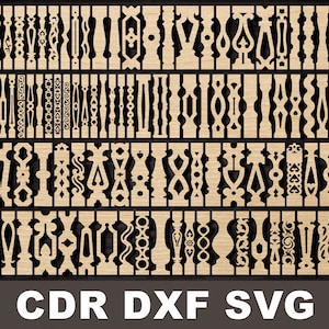 Svg decoratieve reling balusters silhouet, cdr-bestand veranda reling, trap partitie, dxf scheidingswand, CNC tafelpoot laser plasma cricut
