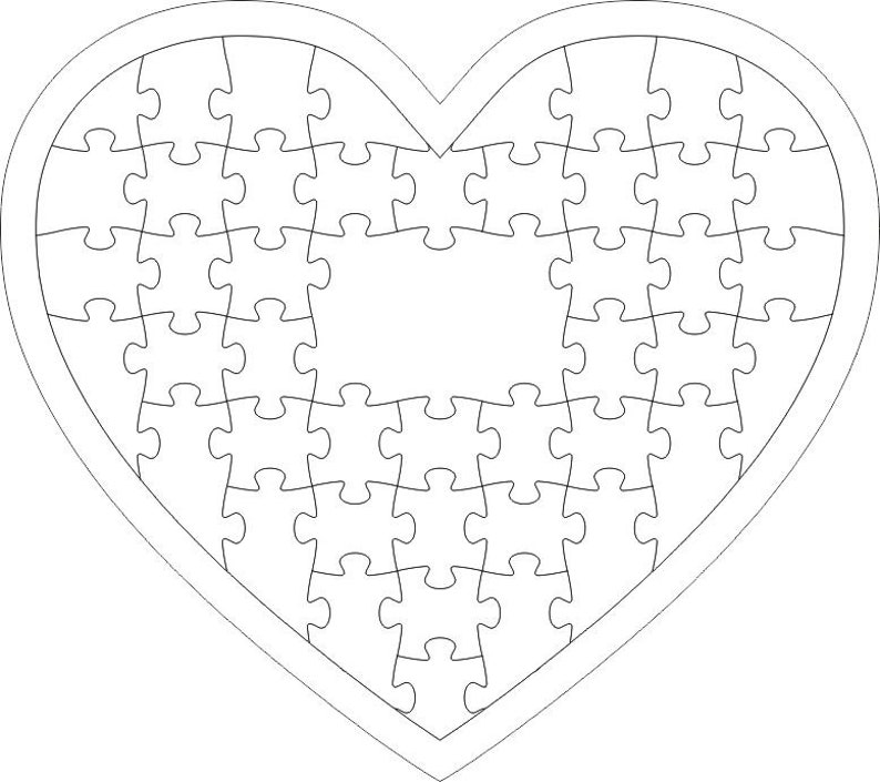 Heart puzzle pieces svg, Wedding Guest Book Svg Laser cut files DXF SVG CDR vector plans wedding Guestbook Decorations Puzzle Guest Book image 2