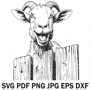 Smiling Goat Svg File for Shirt, Funny Peeking Goat Svg Vector | Farm Animals Svg | Cute Goat Head Clipart| Goat Svg for Glowforge Engraving