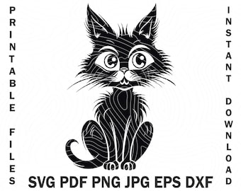 Cute Cat SVG, Charming Cat Illustration, Playful Cat Clipart, Halloween Cat Clipart, Minimalist Cat SVG, Cat Kitty Clip Art, Cat Lover Svg