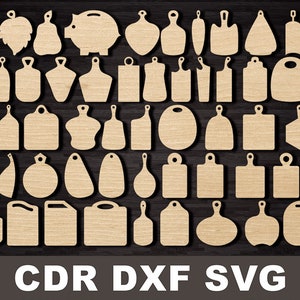 DXF Cutting boards silhouettes, Boards for serving dishes cdr, dxf Laser cutting kit, vector file, Wooden plate for kitchen woodworking cnc
