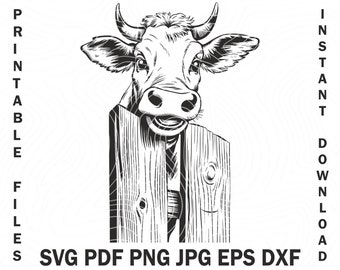 Svg Cow Black White Print Design, Farmhouse Wall Decor Png File, Black White Decor, Farm Animals Print, Cows Funny Print, Cow Design Png Dxf