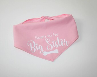 Dog BANDANA, Custom Dog Bandana, Baby Announcement, Big Sister, Glitter Bandana, Personalized Dog Bandana, Dog Scarf, Pink, Glitter Vinyl