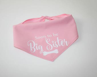 Dog BANDANA, Personalized Dog Bandana, Big Brother, Big Sister, Pregnancy Announcement , Dog, Custom Name, Green, Blue, Pink, Red, Black
