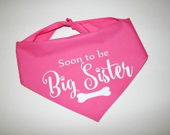 Dog BANDANA, Personalized Dog Bandana, Big Brother, Big Sister, Pregnancy Announcement , Dog, Custom Name, Green, Blue, Pink, Red, Black