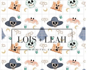 Spooky Coastal Seamless File | Coastal Halloween Digital Download | Beach Halloween Seamless File