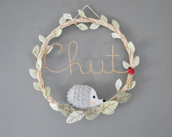 Felt and rattan crown with personalized first name / birth gift