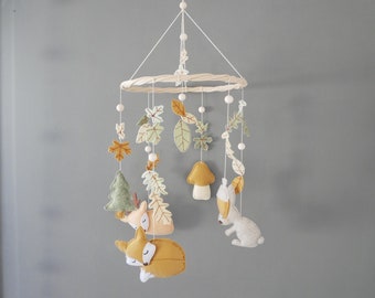 Handmade forest theme baby mobile