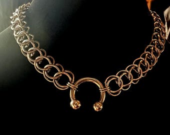 Stainless steel chainmail horseshoe body jewelry necklace