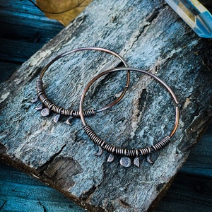 Moon phase hoop ear hangers for stretched lobes