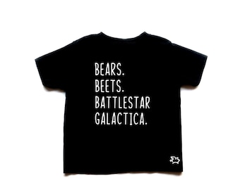 The Office Inspired Bears Beets Battlestar Galactica Funny Toddler Tee/Tshirt