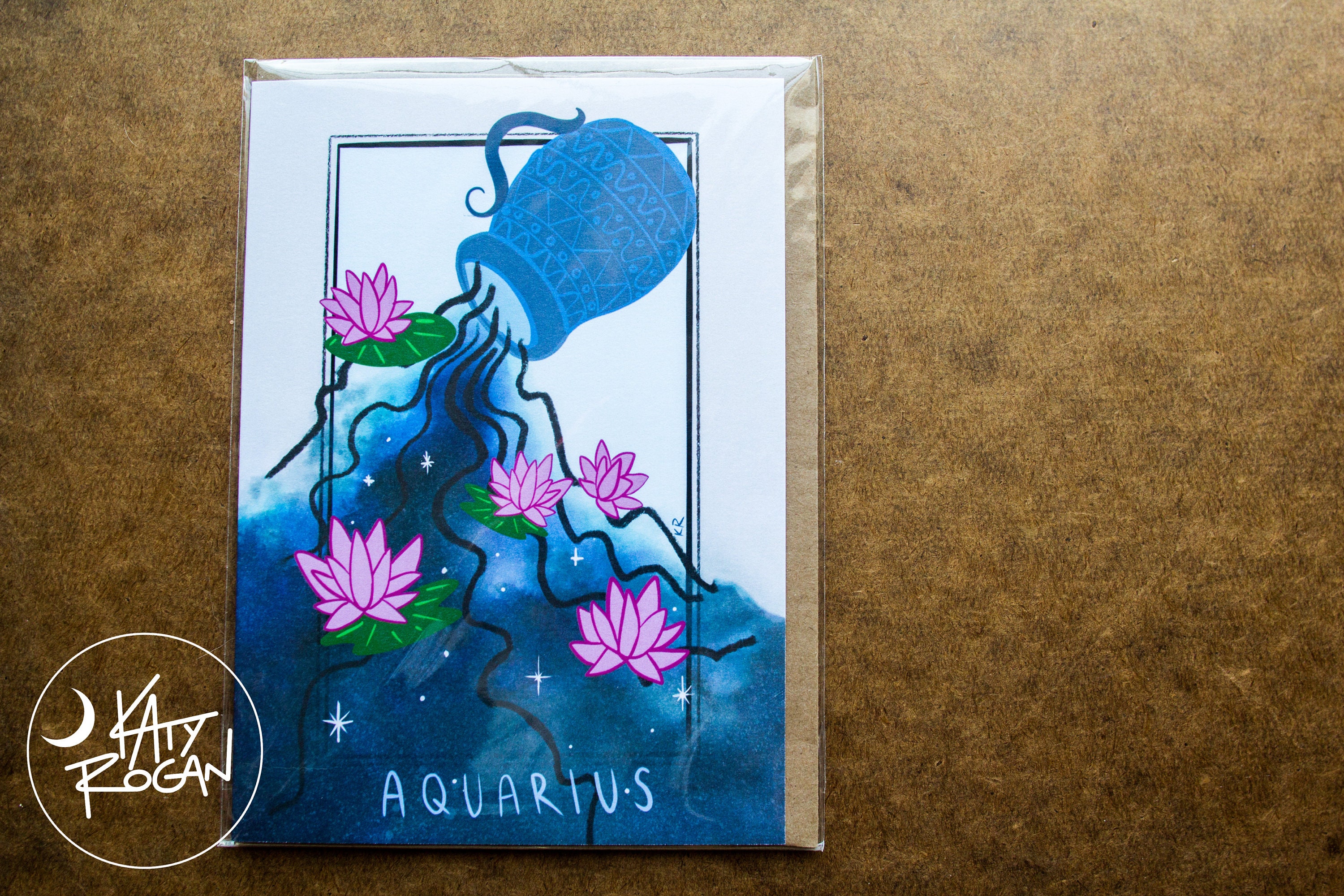 Aquarius Tarot Card The Waterbearer Zodiac Etsy