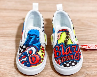 Vans personalizadas sin cordones para niños pequeños