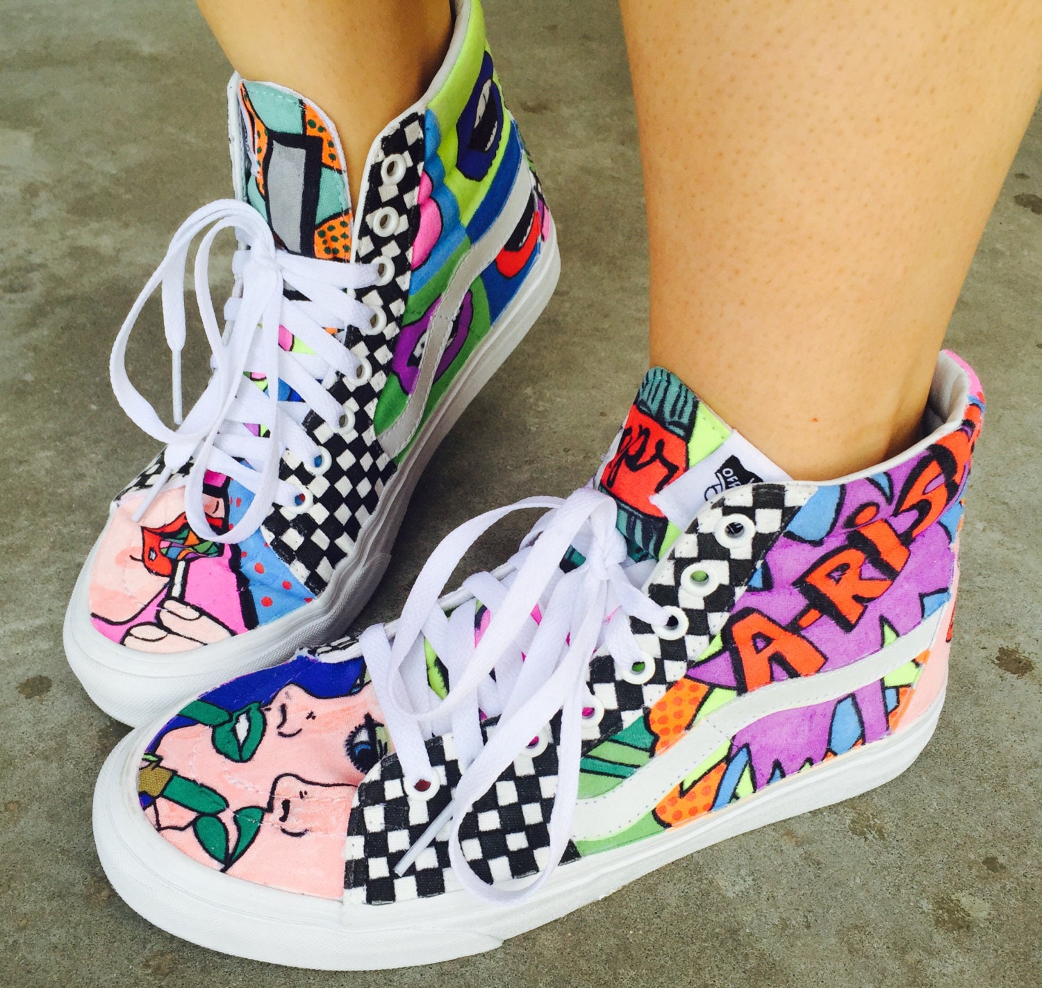 Custom Sk8Hi Vans Etsy