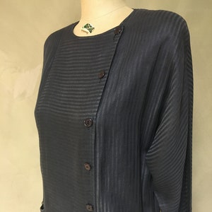 Pierre Cardin &quot;Career&quot; Black Striped Cotton Linen dolman Sleeve Dress.CA 1980 Size 8