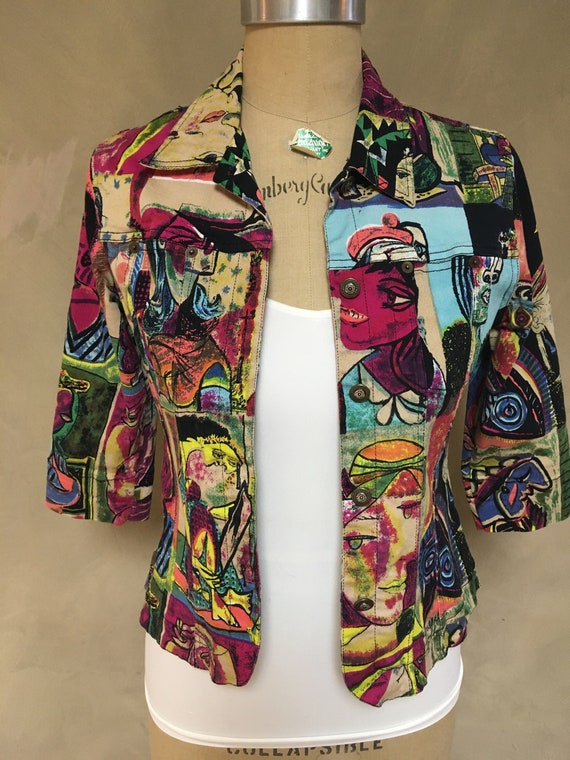 Vintage (80s) Abstract Art Jacket by Kaktus. Made… - image 1