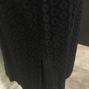 This is an "Leslie Fay Original" black eyelet cotton shift day dress ca 1960 Sz M In fantastic shape. image 4