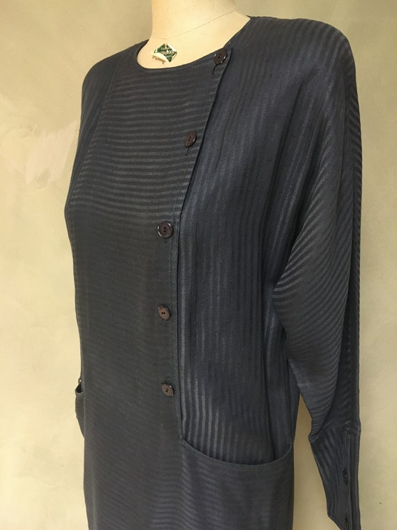 Pierre Cardin "Career" Black Striped Cotton Linen 