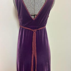 Vintage Free People Purple Velvet dress with Rhinestone/silver accent pin. afbeelding 7