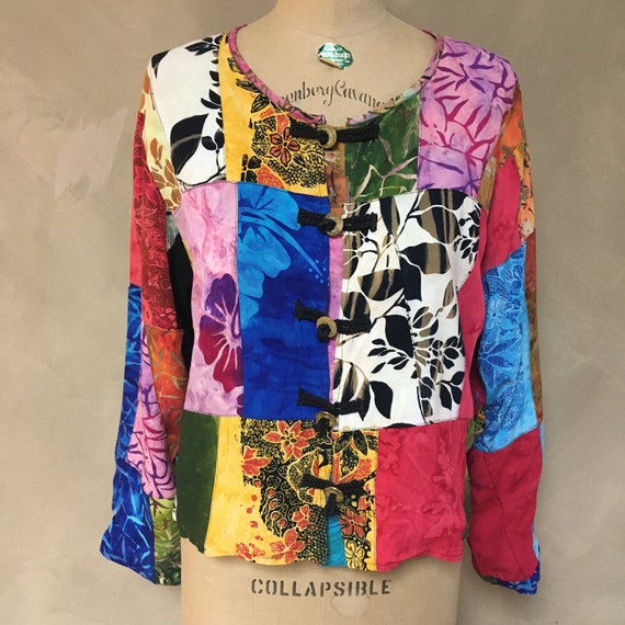 Vintage Batik Fun Light Weight Patchwork Bali Jac… - image 1