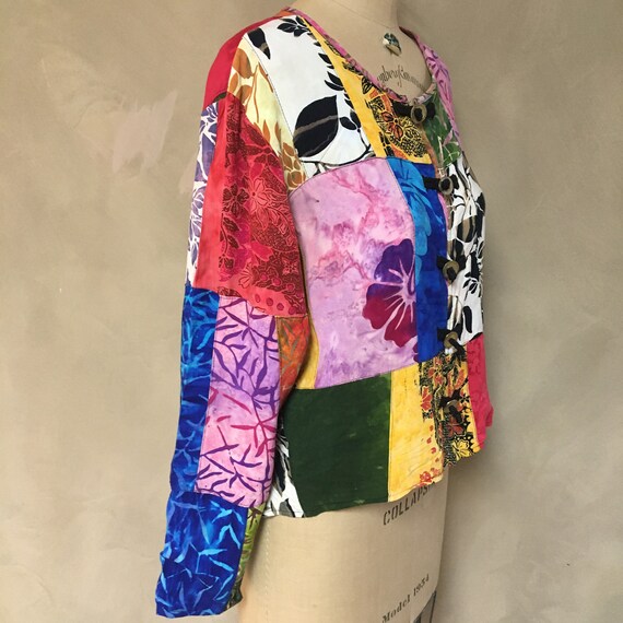 Vintage Batik Fun Light Weight Patchwork Bali Jac… - image 3