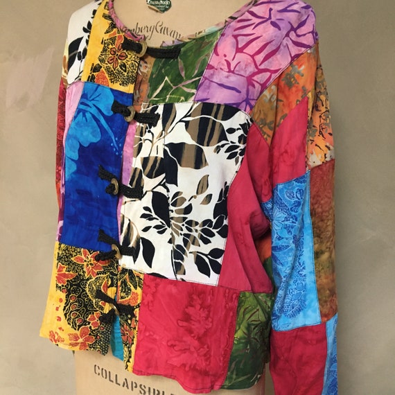 Vintage Batik Fun Light Weight Patchwork Bali Jac… - image 7