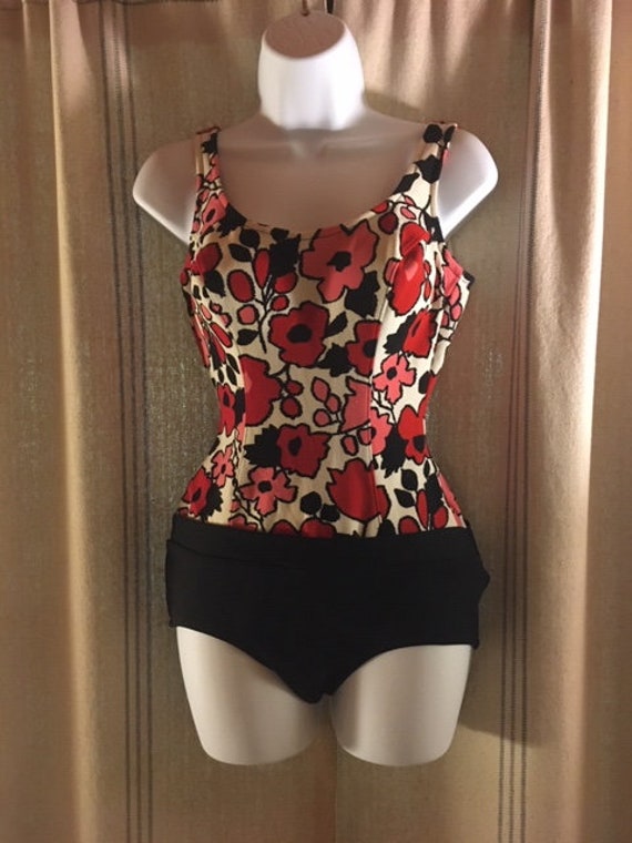 1960s one piece bathing suit swim wear size XL 16 roc… - Gem