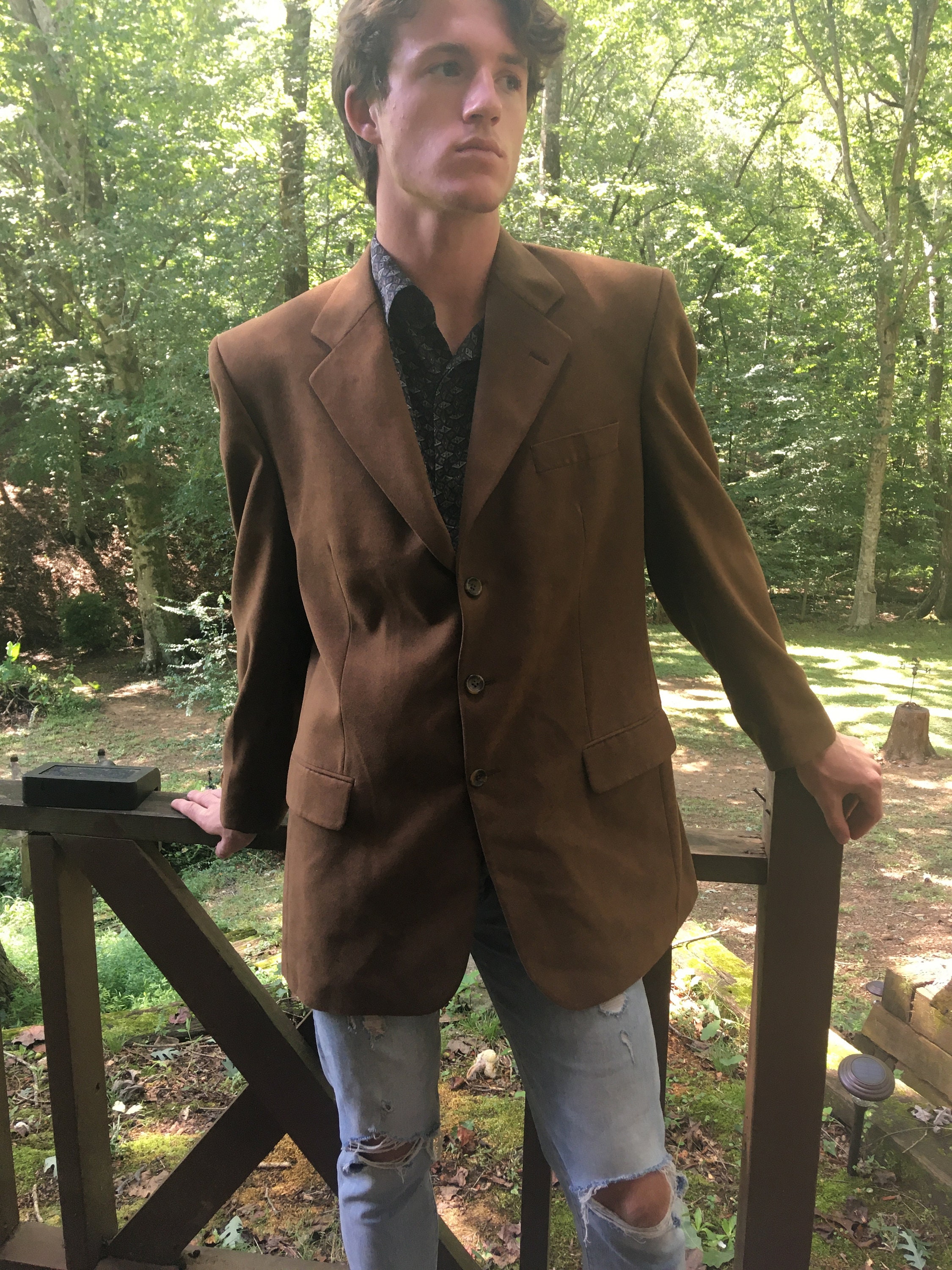 Mens suede shop suit jacket