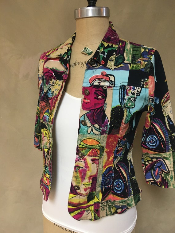 Vintage (80s) Abstract Art Jacket by Kaktus. Made… - image 5