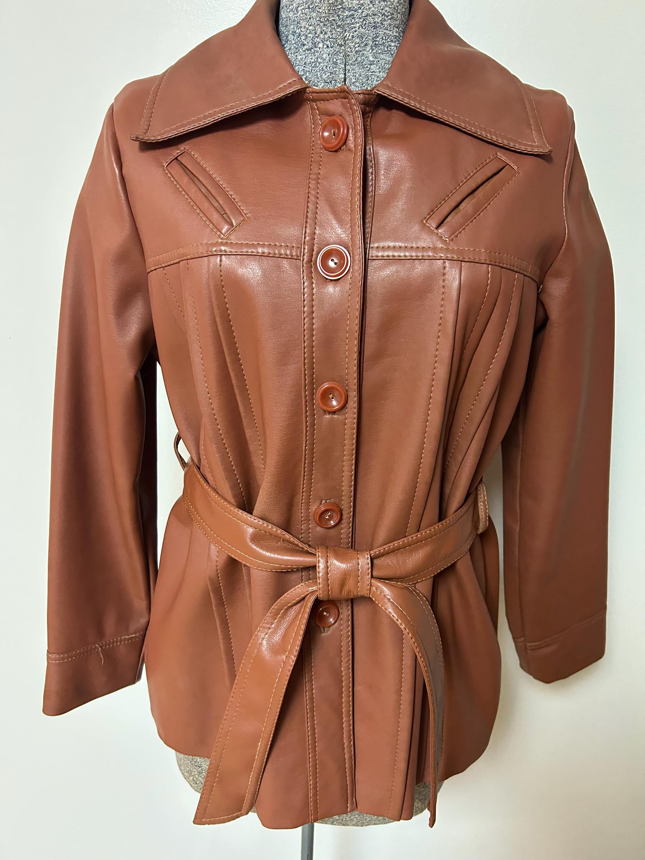 Vintage 90s Black Genuine Leather Car Coat Jacket L XL Made