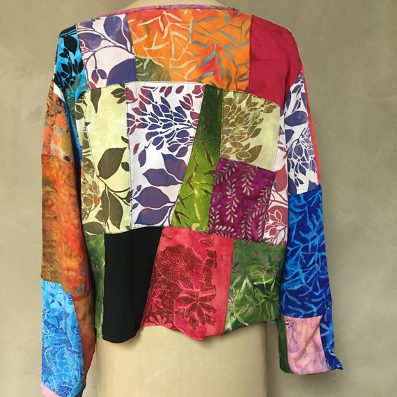 Vintage Batik Fun Light Weight Patchwork Bali Jac… - image 4