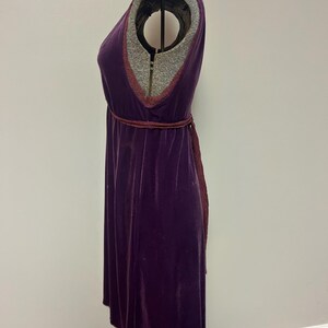 Vintage Free People Purple Velvet dress with Rhinestone/silver accent pin. afbeelding 8