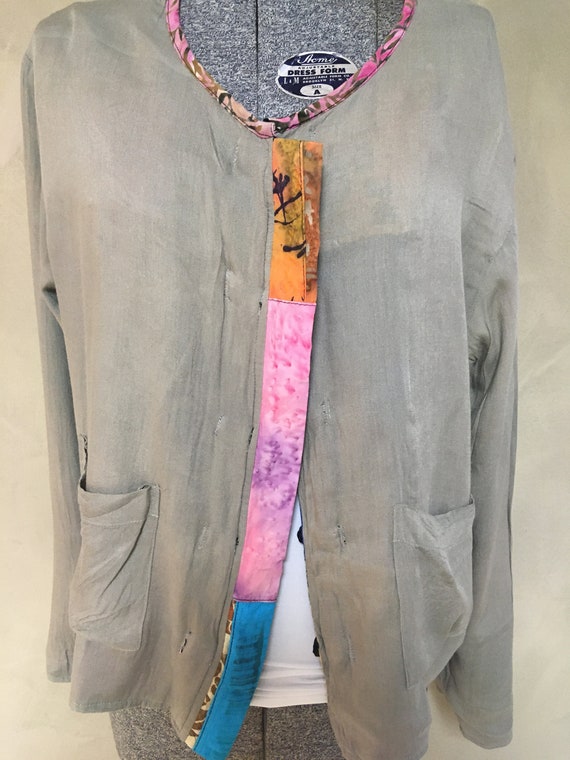 Vintage Batik Fun Light Weight Patchwork Bali Jac… - image 9