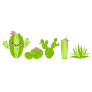 SVG CLIPART Borde de cactus recto / Arte para máquina de corte / Descarga instantánea